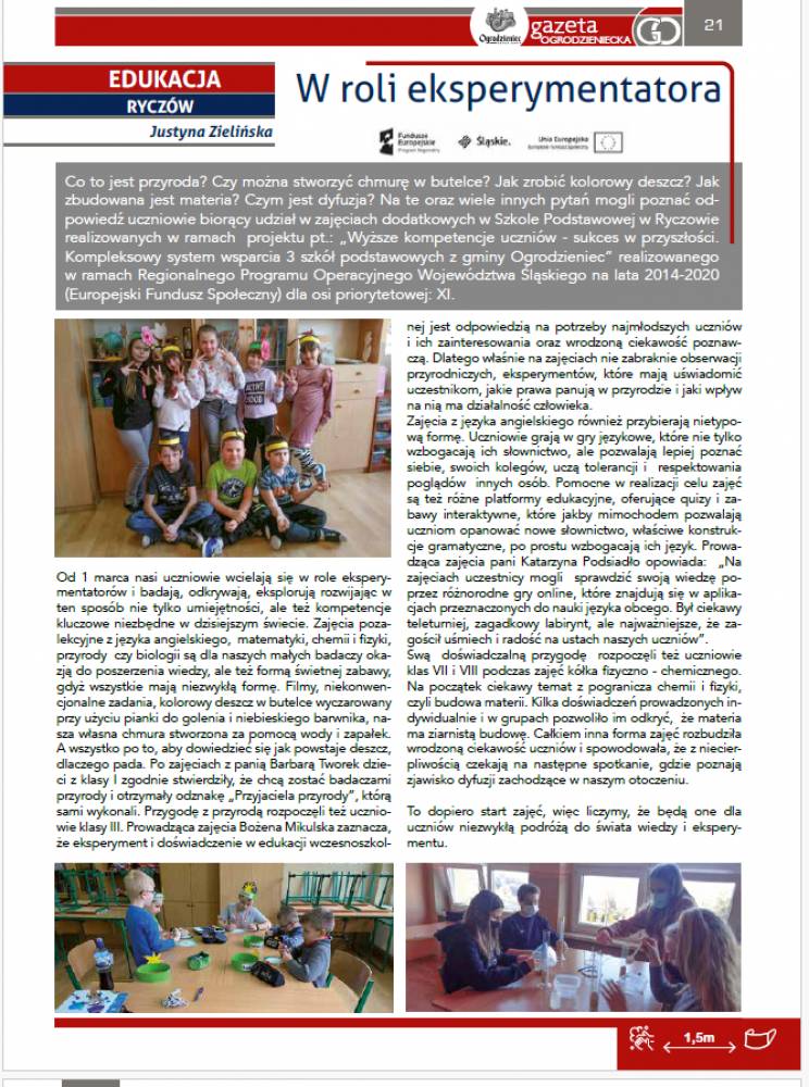 Wyższe kompetencje uczniów... - artykuły w Gazecie Ogrodzienieckiej